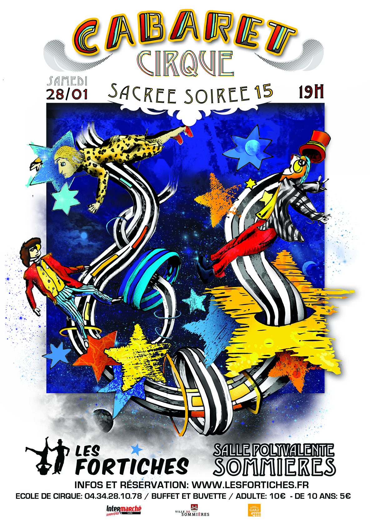 affiche sacree soiree 15 cabaret cirque 2023 les fortiches sommieres 1